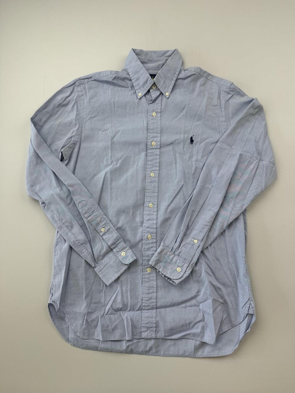 Ralph Lauren Dress Shirt Mens 15.5 39 Blue Solid Button Down Cotton Oxford